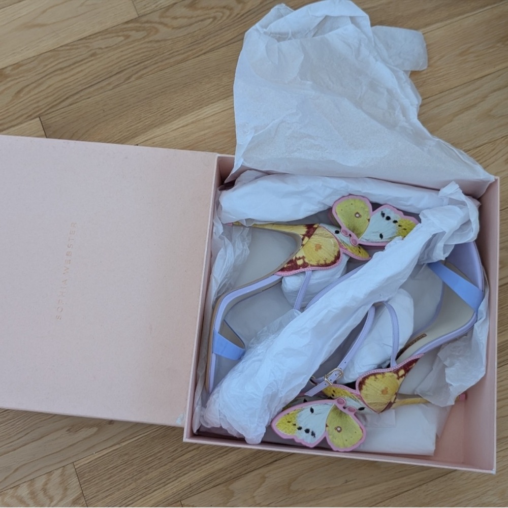 SOPHIA WEBSTER CHIARA BUTTERFLY EMBROIDERED STILETTO SANDALS ~ US 8.5 Like New 🦋 - Picture 11 of 11